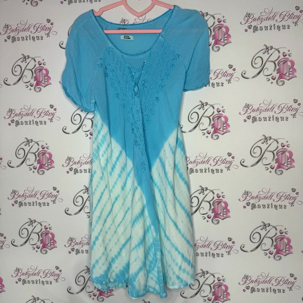 Jessa shamim dress tie dye blue white hippie one size fits all free size flowy